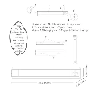 Sensor Light USB Charging PIR Motion Closet Stairway Drawer Induction Lamp Infrared Induction Lamp Night Light Bar 60LED
Sensor Light USB Charging PIR Motion Closet Stairway Drawer Induction Lamp Infrared Induction Lamp Night Light Bar 60LED