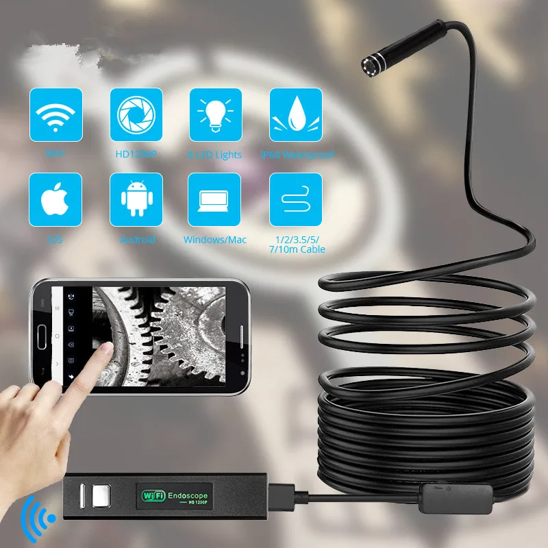 1200P 8mm USB Android Smartphone Wifi Endoscope IP68 Waterproof Flexibble Camera Inspection Borescope Endoscope For IOS MAC PC
1200P 8mm USB Android Smartphone Wifi Endoscope IP68 Waterproof Flexibble Camera Inspection Borescope Endoscope For IOS MAC PC