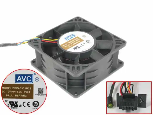 4-проводной вентилятор охлаждения сервера AVC DBPA0938B2S P004 DC 12 В 4.00A 90x90x38 мм
4-проводной вентилятор охлаждения сервера AVC DBPA0938B2S P004 DC 12 В 4.00A 90x90x38 мм