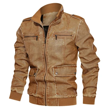 Mens Fleece Leisure Leather jacket Hot Fashion PU Faux Leather Jackets Military Flight Bomber Coats Motorcycle Streetwear 
Mens Fleece Leisure Leather jacket Hot Fashion PU Faux Leather Jackets Military Flight Bomber Coats Motorcycle Streetwear
