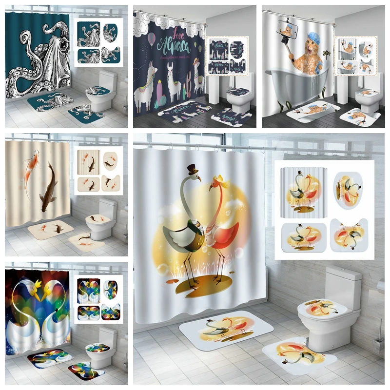 Shower Curtain For Bathroom European Animals Cats Dog Wolf Swan Print Waterproof Polyester Bath Curtain With Hooks Nonslip Rugs
Shower Curtain For Bathroom European Animals Cats Dog Wolf Swan Print Waterproof Polyester Bath Curtain With Hooks Nonslip Rugs