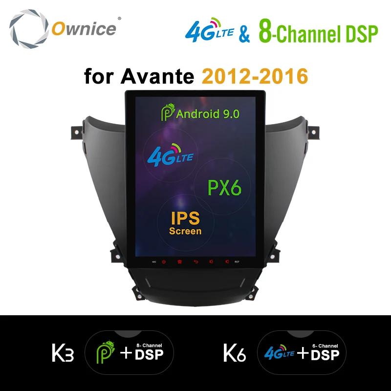 DSP 9 7 "PX6 Android 9.0 4G LTE SPDIF автомобильный DVD-плеер для Hyundai Avante 0-2012 радиоприемник Octa Core
