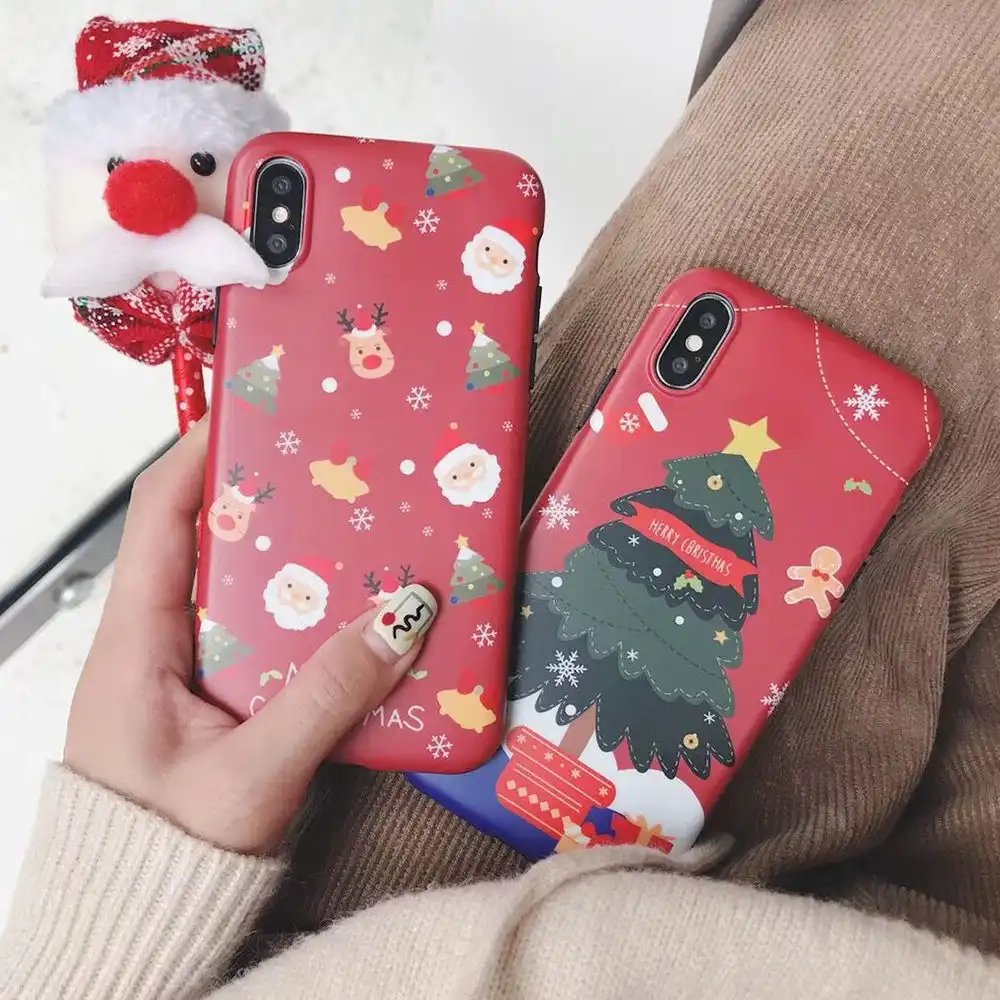 cute cartoon merry christmas pattern phone case for iphone xr xs