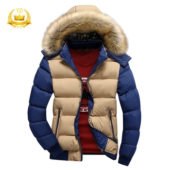 Men's Casual Contrast Color Jacket Jacket Thick Cotton Coat Cotton Warm Hooded Coat Men's Winter Jacket Removable Hat YDJS 
Men's Casual Contrast Color Jacket Jacket Thick Cotton Coat Cotton Warm Hooded Coat Men's Winter Jacket Removable Hat YDJS