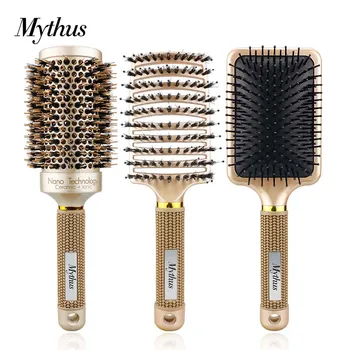 Mythus Gold Ceramic Round Styling Brush Set With Boar Bristle Round Brush Curved Comb Hair Dressing Massage Cushion Paddle Brush
Mythus Gold Ceramic Round Styling Brush Set With Boar Bristle Round Brush Curved Comb Hair Dressing Massage Cushion Paddle Brush