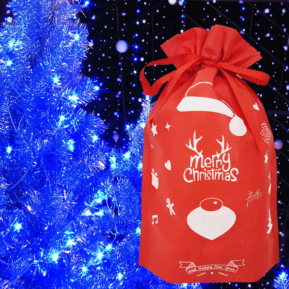 red kids home christmas non woven storage gift bag party decor