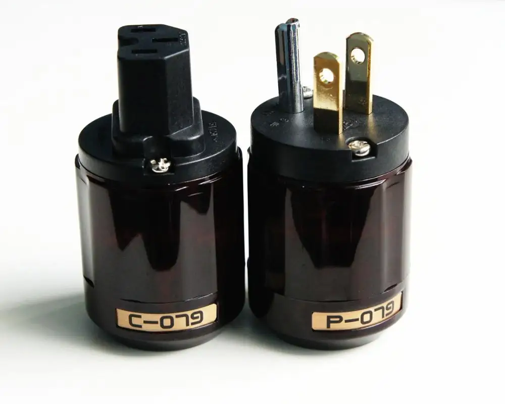 Фото SONAR P-079 позолоченная Чистая медь США вилка и C-079 IEC разъем 1 пара Diy HiFi усилитель |