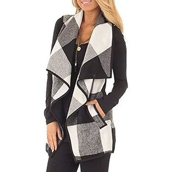 Wholesale Autumn Winter Sleeveless Women Plush Lapel Plaid Jacket Print Cardigan Overcoat Loose Jackets Pocket Female Coat New
Wholesale Autumn Winter Sleeveless Women Plush Lapel Plaid Jacket Print Cardigan Overcoat Loose Jackets Pocket Female Coat New