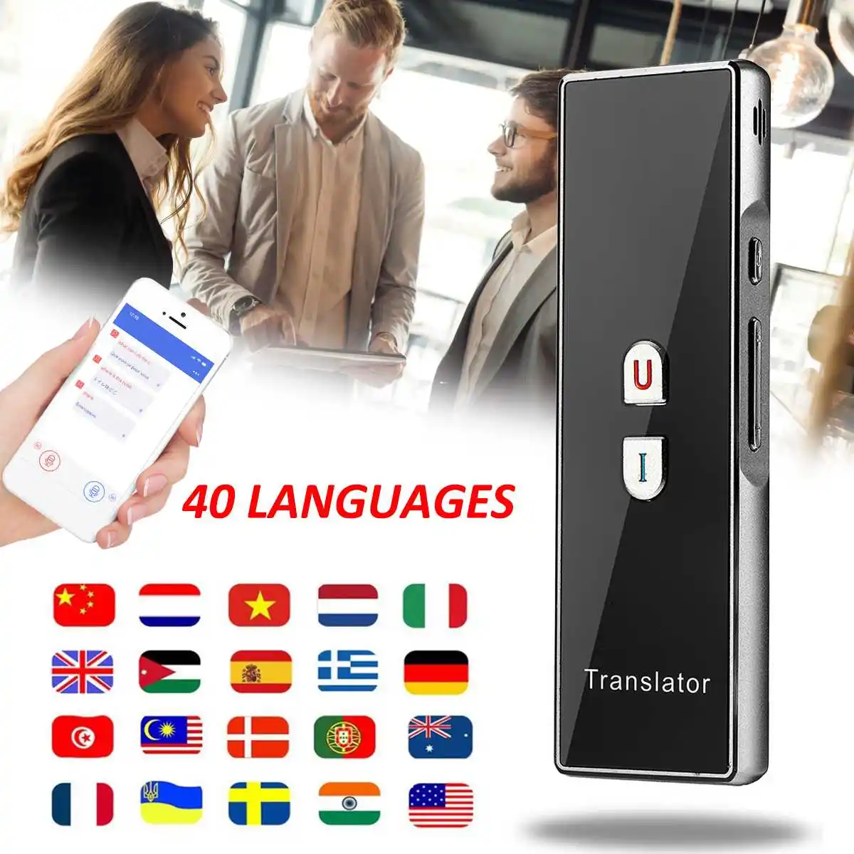 Portable Intelligent Voice Converter 40 Languages Real-time Translation bluetooth Connection Support Text and Photo Translation
Portable Intelligent Voice Converter 40 Languages Real-time Translation bluetooth Connection Support Text and Photo Translation