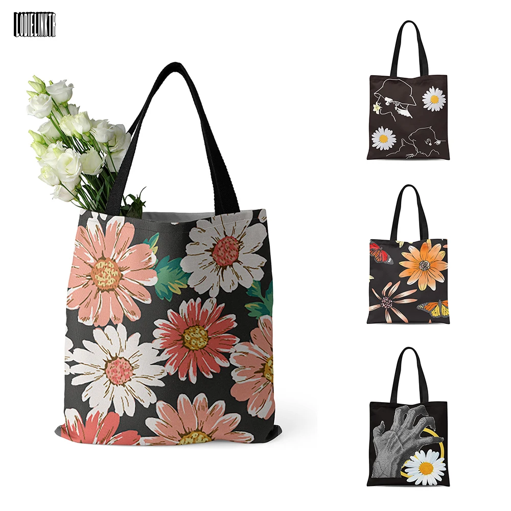 Fashion Small Daisy Women Tote Bag With Zipper Casual Shopping Travel Shoulder Bag Large Capacity Foldable Canvas Shopper Bag
Fashion Small Daisy Women Tote Bag With Zipper Casual Shopping Travel Shoulder Bag Large Capacity Foldable Canvas Shopper Bag