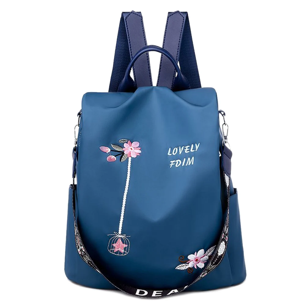Casual Oxford Cloth Women Backpack Flower Embroidered Female Shoulder School Book Bags Daily Travel Anti-Theft Bagpack Rucksack Casual Oxford Cloth Women Backpack Flower Embroidered Female Shoulder School Book Bags Daily Travel Anti-Theft Bagpack Rucksack