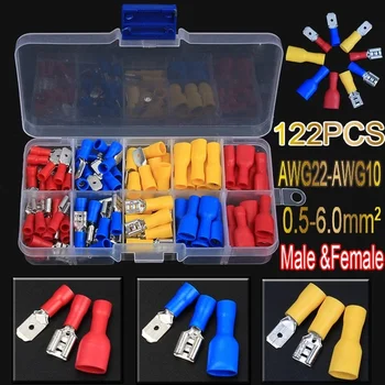 122PCS Assorted Spade Male Female Wire Crimp Terminals Electrical Wire Connector Kit with Box
122PCS Assorted Spade Male Female Wire Crimp Terminals Electrical Wire Connector Kit with Box