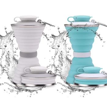 500ML Collapsible Water Bottle Reuseable Silicone Water Cup Foldable Leak Proof Portable Sports Travel Water Bottle For Outdoor