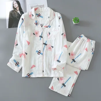 Women 2PCS Shirt&Pants Sleepwear Sexy Cotton Pajamas Set Long Sleeve Kimono Bathrobe Gown Soft Intimate Lingerie Homewear
Women 2PCS Shirt&Pants Sleepwear Sexy Cotton Pajamas Set Long Sleeve Kimono Bathrobe Gown Soft Intimate Lingerie Homewear