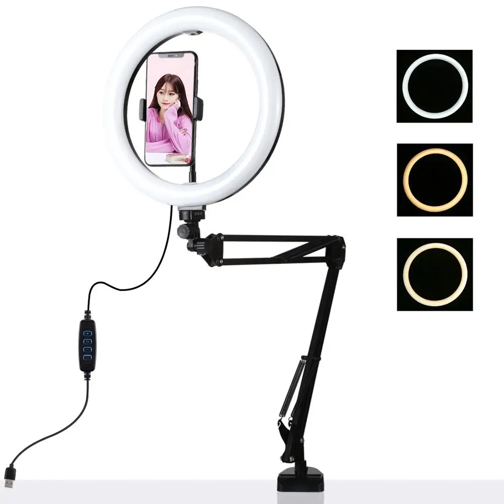 Desktop Metal Foldable Mount Holder Lazy Bracket Stands Tripod with LED Ring Flash Light Lamp for Live BloggeR Video Recording
Desktop Metal Foldable Mount Holder Lazy Bracket Stands Tripod with LED Ring Flash Light Lamp for Live BloggeR Video Recording