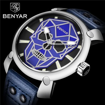 Benyar Luxury Top Brand Men Fashion Creative Skull Watch Business Military Clock Leather Quartz Men Wristwatch Relogio Masculino
Benyar Luxury Top Brand Men Fashion Creative Skull Watch Business Military Clock Leather Quartz Men Wristwatch Relogio Masculino
