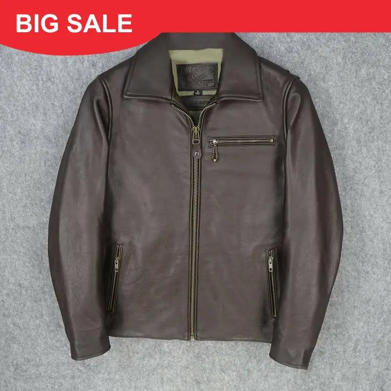 2020 Dark Brown Men Casual Leather Jacket Large Size XXXXL Genuine Cowhide Russian Autumn Natural Leather Coat FREE SHIPPING
2020 Dark Brown Men Casual Leather Jacket Large Size XXXXL Genuine Cowhide Russian Autumn Natural Leather Coat FREE SHIPPING