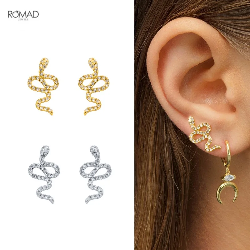 ROMAD Punk Snake Stud Earrings for Women Girl Gift Small Personality 925 Sterling Silver Piercing Earrings Fine Jewelry kolczyki
ROMAD Punk Snake Stud Earrings for Women Girl Gift Small Personality 925 Sterling Silver Piercing Earrings Fine Jewelry kolczyki