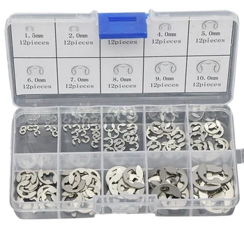 120PCS 304 Stainless Steel E Clip Washer Assortment Kits Circlip Retaining Ring For Shaft Fastener M1.5-M10
120PCS 304 Stainless Steel E Clip Washer Assortment Kits Circlip Retaining Ring For Shaft Fastener M1.5-M10
