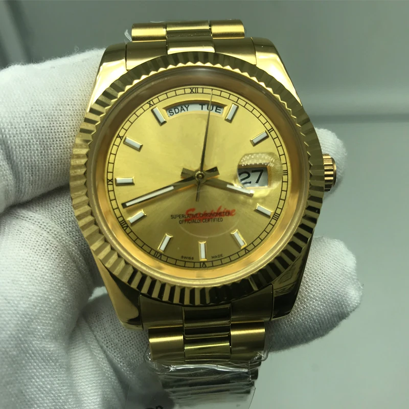 2019 AAA luxury mens watch yellow gold Stainless steel strap watch Daydate Automatic movement mens 2813 Watches
2019 AAA luxury mens watch yellow gold Stainless steel strap watch Daydate Automatic movement mens 2813 Watches