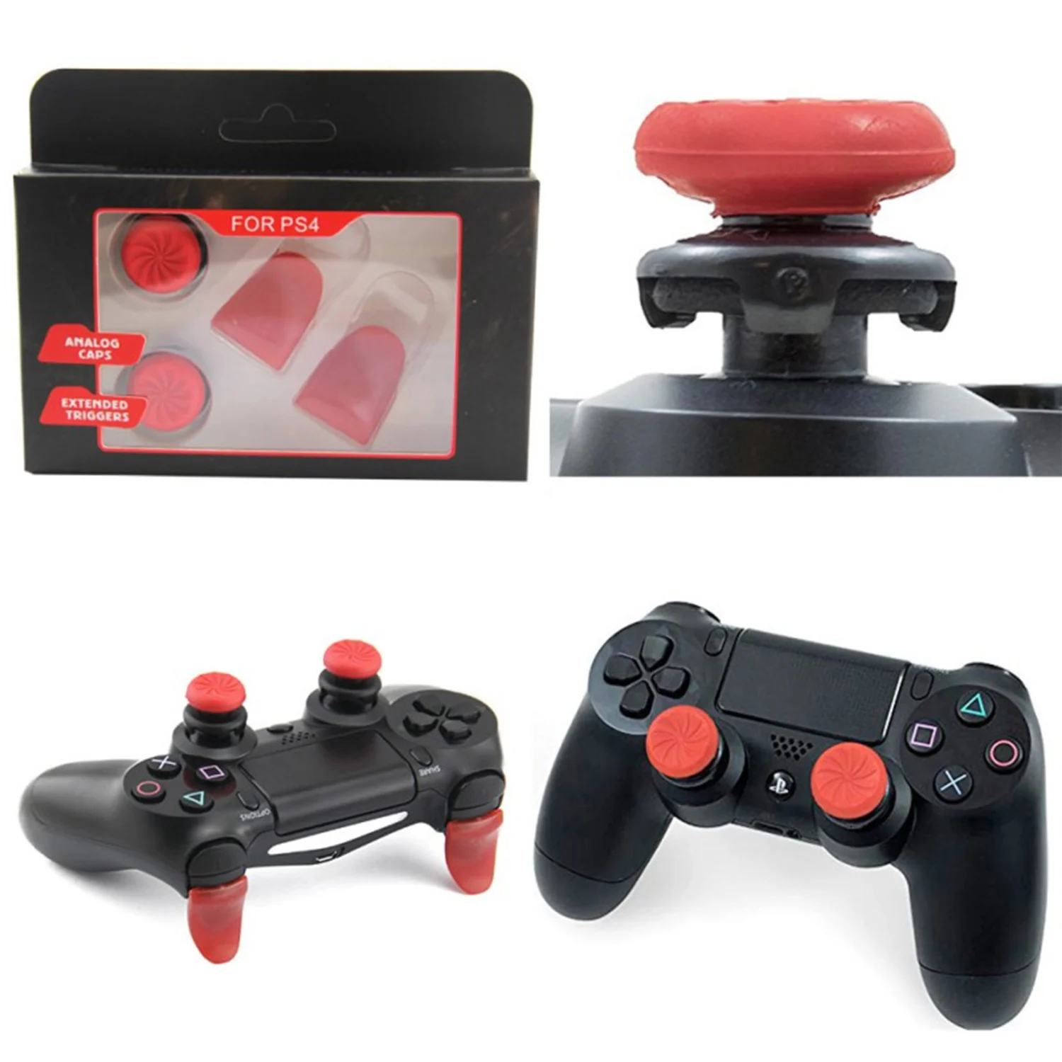 Bevigac 2PCS Non-slip Soft Silicone Thumbstick Grip High-Rise Caps Covers + 2PCS Trigger Extenders for Sony PS4 Controller
Bevigac 2PCS Non-slip Soft Silicone Thumbstick Grip High-Rise Caps Covers + 2PCS Trigger Extenders for Sony PS4 Controller