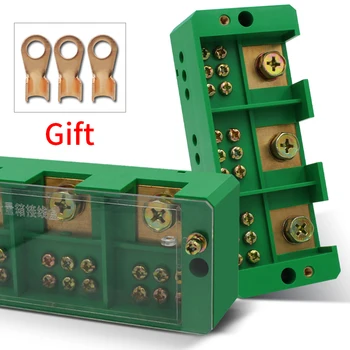 

1pcs Connection Distribution Box 3-in 9-out Three phase Green Terminal Block Row Junction Metering Box Part Line