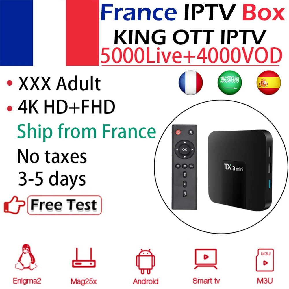 TX3Mini Android 7.1 TV Box+1 Year KING IPTV French Arabic IPTV 2G/16G Amlogic S905W Quad Core 4K HDMI H.265 WiFi Media Player
TX3Mini Android 7.1 TV Box+1 Year KING IPTV French Arabic IPTV 2G/16G Amlogic S905W Quad Core 4K HDMI H.265 WiFi Media Player