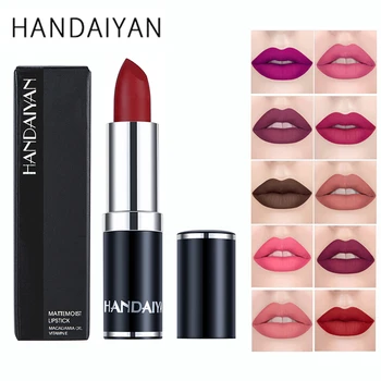 HANDAIYAN 12 Colors Matte Lipstick Tubes Waterproof Long Lasting Sexy Purple Lipstick Pigments Lip Gloss Cosmetic Makeup
HANDAIYAN 12 Colors Matte Lipstick Tubes Waterproof Long Lasting Sexy Purple Lipstick Pigments Lip Gloss Cosmetic Makeup