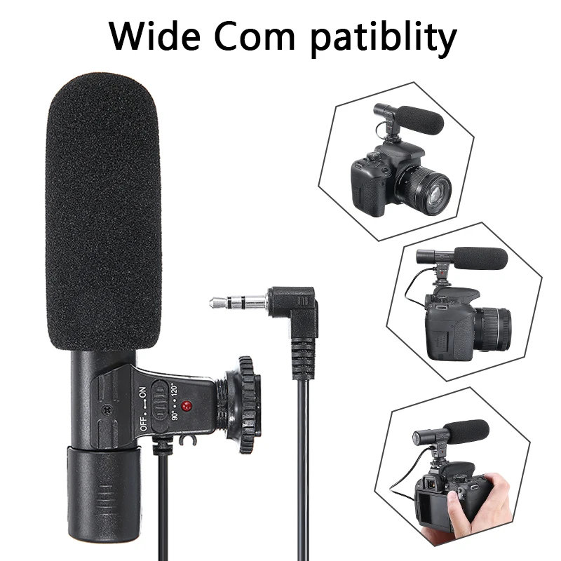 Фото Professional 3.5mm External Audio Stereo Cable Microphone Black Interview Recorder Mic For Canon Nikon Sony DSLR Camera | Электроника