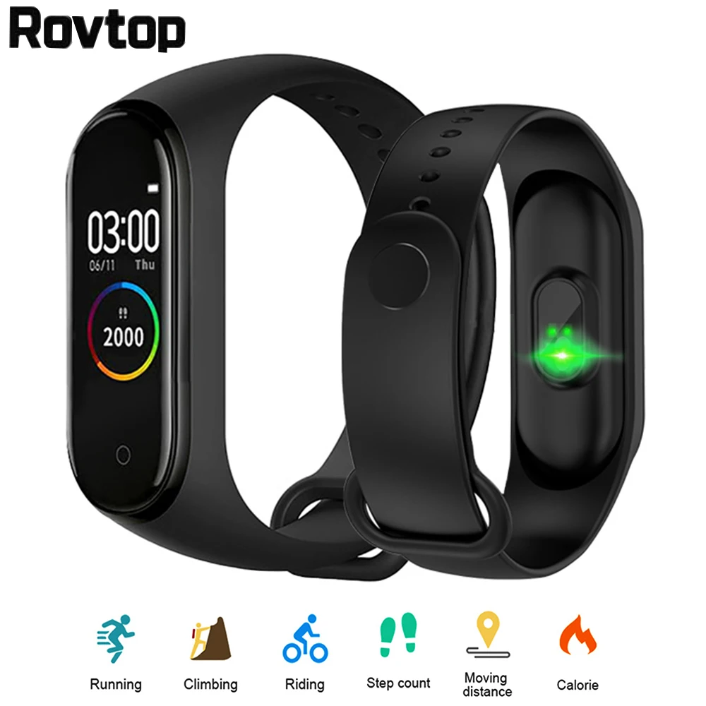 Rovtop M4 Smart Wristband Bracelet Waterproof Smart Band Blood Pressure Heart Rate Monitor Fitness Tracker Watch PK MI Band 4
Rovtop M4 Smart Wristband Bracelet Waterproof Smart Band Blood Pressure Heart Rate Monitor Fitness Tracker Watch PK MI Band 4