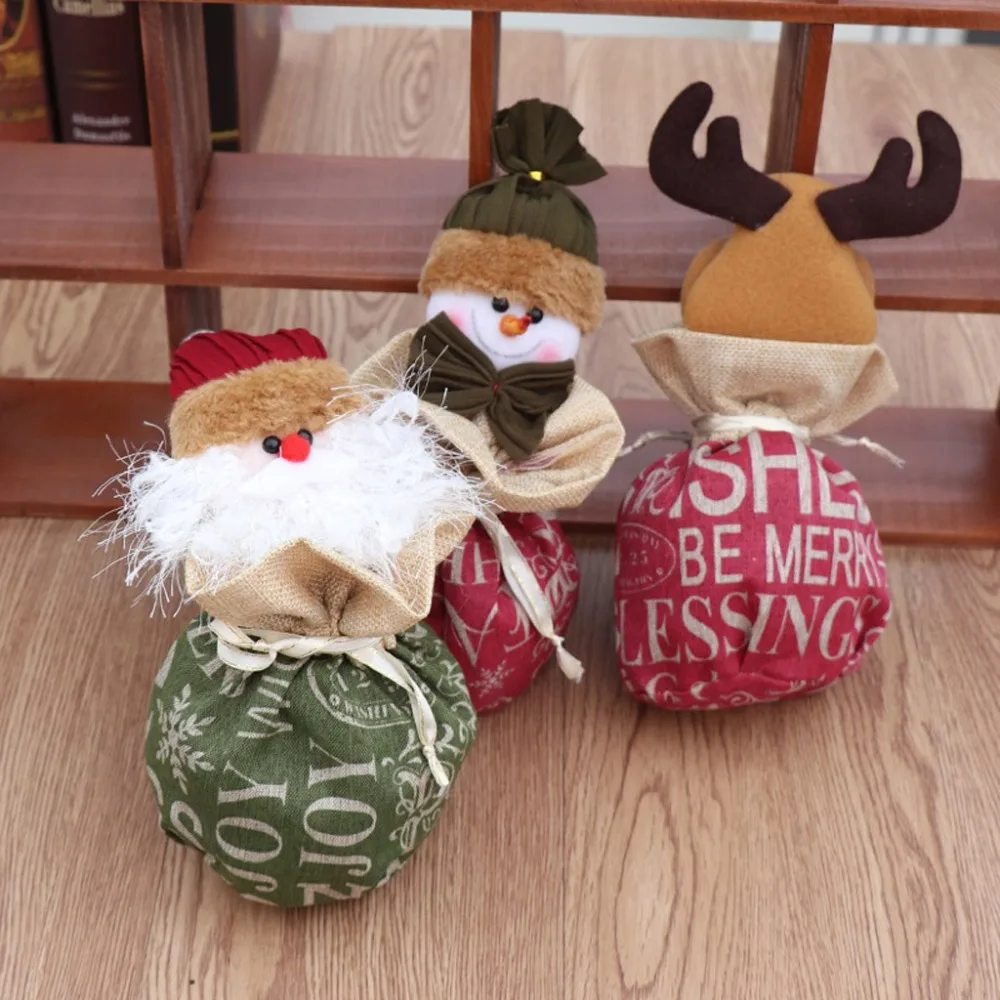 merry christmas gift bag apple bag santa claus snowman elk
