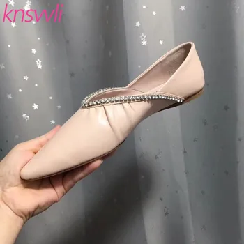 New Rhinestone Flat Ballet Shoes Women Pointed Toe Soft Leather Shoes Ladies Crystal Chain Fashion Shoes Woman Zapatos De Mujer
New Rhinestone Flat Ballet Shoes Women Pointed Toe Soft Leather Shoes Ladies Crystal Chain Fashion Shoes Woman Zapatos De Mujer