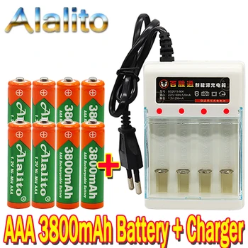 Figh quality 1.2V 3800mAh NI MH AAA Pre-Charged Ni-MH Rechargeable aa Battery For Toys Camera Microphone Batteries + Charger
Figh quality 1.2V 3800mAh NI MH AAA Pre-Charged Ni-MH Rechargeable aa Battery For Toys Camera Microphone Batteries + Charger