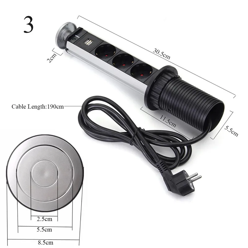 EU Plug 3/4/5/6 power Kitchen Table Electrical Socket Desktop Sockets Power 1 Led+2 charge USB Aluminum Shelf
EU Plug 3/4/5/6 power Kitchen Table Electrical Socket Desktop Sockets Power 1 Led+2 charge USB Aluminum Shelf
