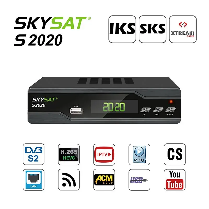 SKYSAT S2020 DVB-S2 H.265 Brazil Duall Tuner Satellite Receiver IKS SKS VOD ACM IPTV M3U Xtream-code HDMI Satellite Receiver
SKYSAT S2020 DVB-S2 H.265 Brazil Duall Tuner Satellite Receiver IKS SKS VOD ACM IPTV M3U Xtream-code HDMI Satellite Receiver
