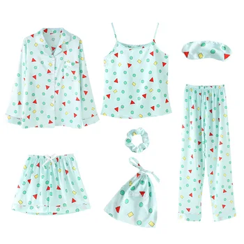 Lisacmvpnel 7 Pcs Set Imitate Real Silk Geometry Printing Pajama Set Woman Long Sleeve Stain Pajamas
Lisacmvpnel 7 Pcs Set Imitate Real Silk Geometry Printing Pajama Set Woman Long Sleeve Stain Pajamas