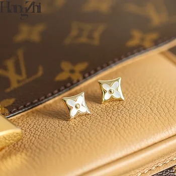 HANGZHI Stylish texture design Metal Floral Stud Earrings Geometric Square Shell Jewelry Women Girls Pink Earring Wedding
HANGZHI Stylish texture design Metal Floral Stud Earrings Geometric Square Shell Jewelry Women Girls Pink Earring Wedding