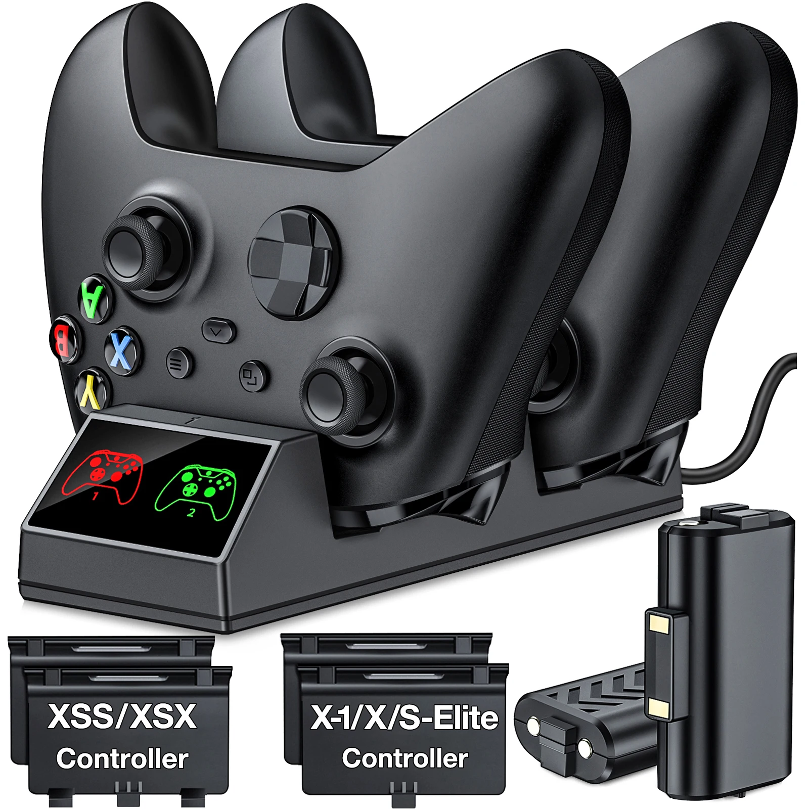Двойной беспроводной контроллер, зарядная станция для Xbox серии X | S/Xbox One X/S/One Elite с 2 перезаряжаемыми аккумуляторами 1200 мАч
Двойной беспроводной контроллер, зарядная станция для Xbox серии X | S/Xbox One X/S/One Elite с 2 перезаряжаемыми аккумуляторами 1200 мАч