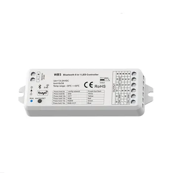 Bluetooth RF 5 in1 LED controller WB5 voice control Control RGB, RGBW, RGB+CCT, color temperature or monochrome LED lights
Bluetooth RF 5 in1 LED controller WB5 voice control Control RGB, RGBW, RGB+CCT, color temperature or monochrome LED lights