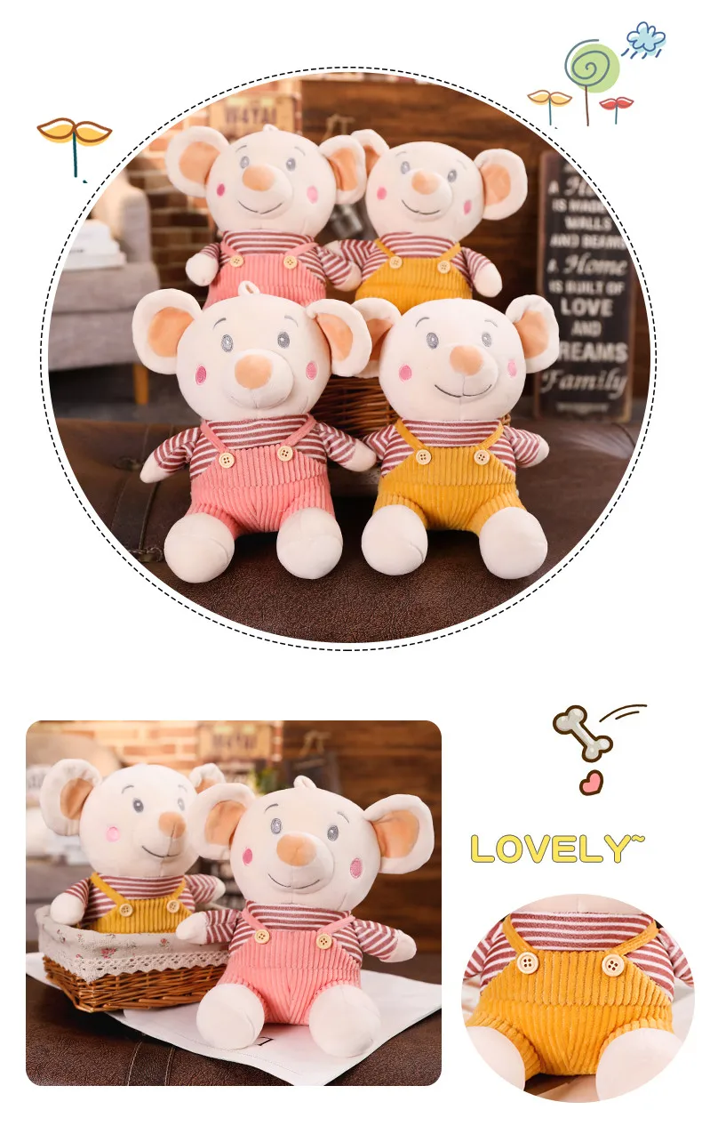 sweet bib pants mouse plush toy soft cartoon animal hamster
