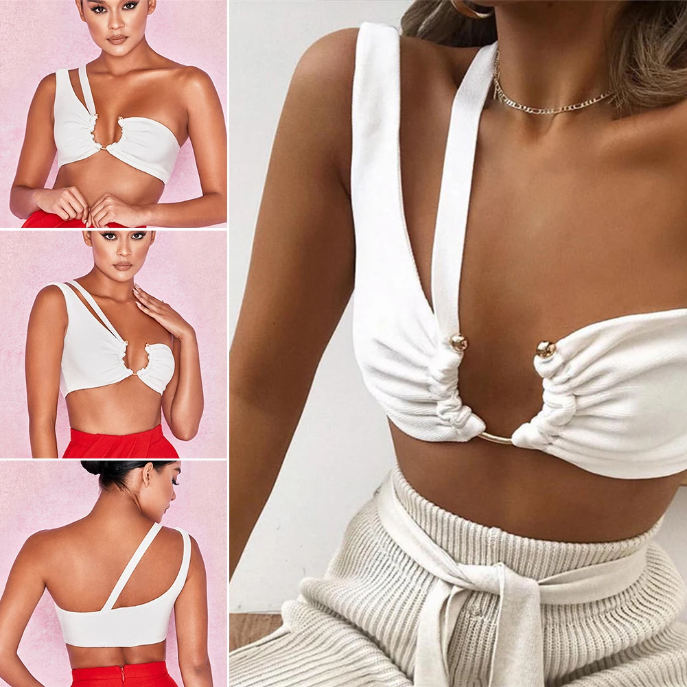 Women White Summer Sexy Metal Decorative Polyester Tube Top Fashion One Shoulder Irregular Soft Crop Non Slip Solid Comfortable
Women White Summer Sexy Metal Decorative Polyester Tube Top Fashion One Shoulder Irregular Soft Crop Non Slip Solid Comfortable