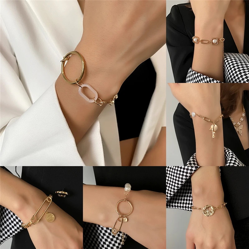 Gold Adjustable Pearl Chain Bracelet for Women Gender Pin Thick Bracelet Bohemian Style Charm Simple Geometry Jewelry Gift
Gold Adjustable Pearl Chain Bracelet for Women Gender Pin Thick Bracelet Bohemian Style Charm Simple Geometry Jewelry Gift