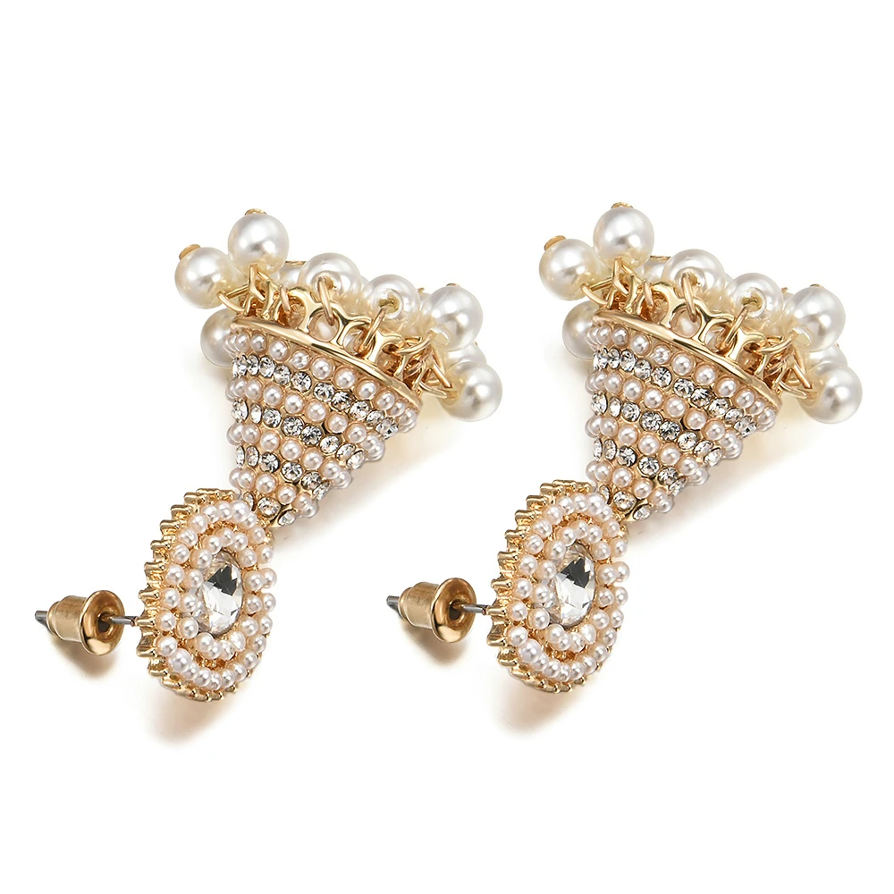 New Ethnic Women Earrings Pearl Pendant Drop Wedding Indian Dangle Earrings for female Fashion Jewelry Gift indian jewelry