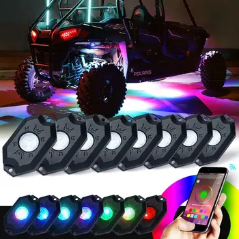 RGB LED Rock Lights Kit with Bluetooth Controller Flashing Music Mode Multicolor Neon Light Pods for Off Road Truck UTV ATV
RGB LED Rock Lights Kit with Bluetooth Controller Flashing Music Mode Multicolor Neon Light Pods for Off Road Truck UTV ATV