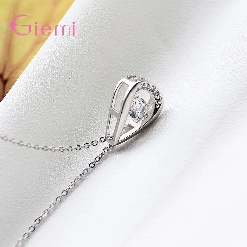 Halskette Mit Wassertropfen-Muster-Anhänger Für Damen, Authentische Halsketten Aus 925Er-Sterlingsilber Mit Glänzendem Kristallkragen, Geschenke Ha7Edbce028844889B08978F65A6735E7G
