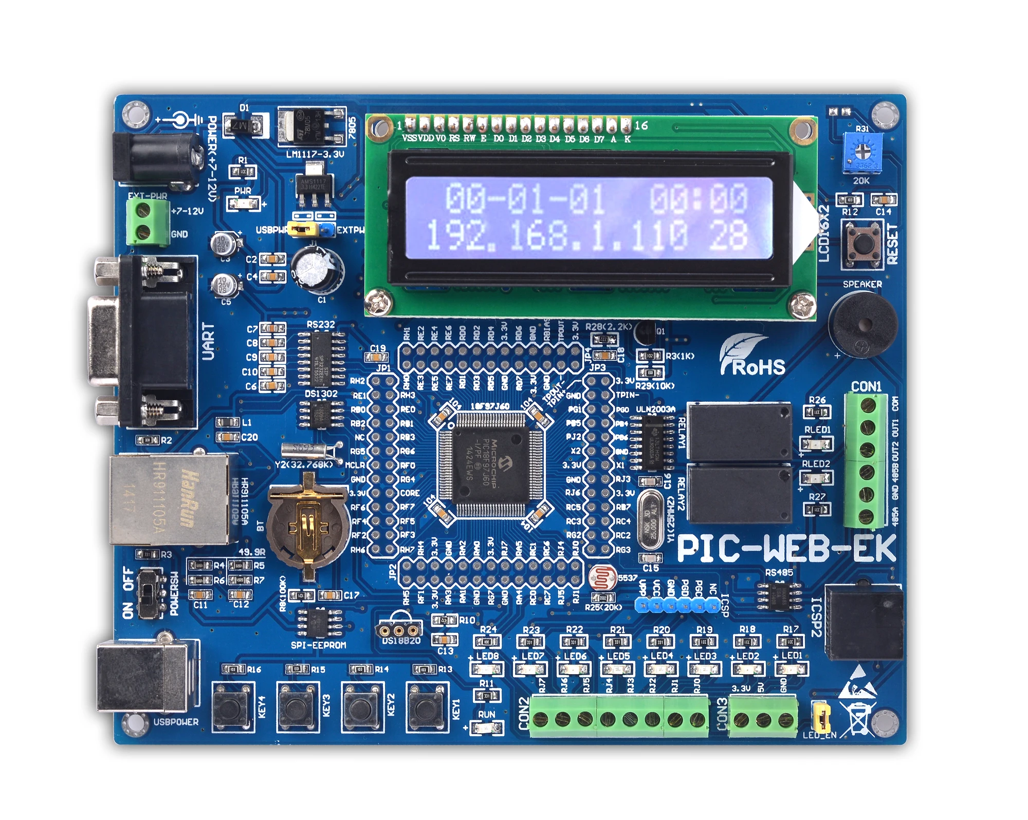 PIC MCU Ethernet Learning Development Board PIC18F97J60 Network Control Webpage Control
PIC MCU Ethernet Learning Development Board PIC18F97J60 Network Control Webpage Control