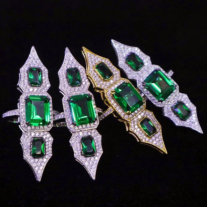 ZOCA Luxury 925 Sterling Silver Gold Plated Emerald Long Open Ring with Zircon Women Party Wedding Jewelry Unique Charms Rings
ZOCA Luxury 925 Sterling Silver Gold Plated Emerald Long Open Ring with Zircon Women Party Wedding Jewelry Unique Charms Rings