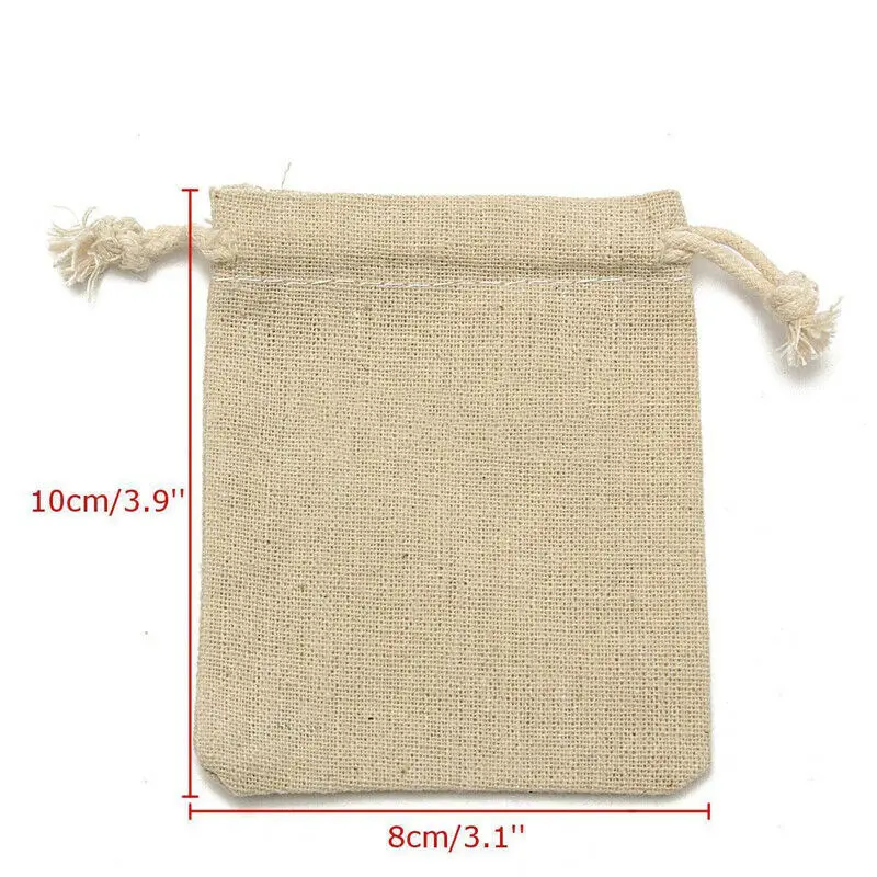 30pcs 8*10cm natural linen pouch drawstring gift bags jewelry