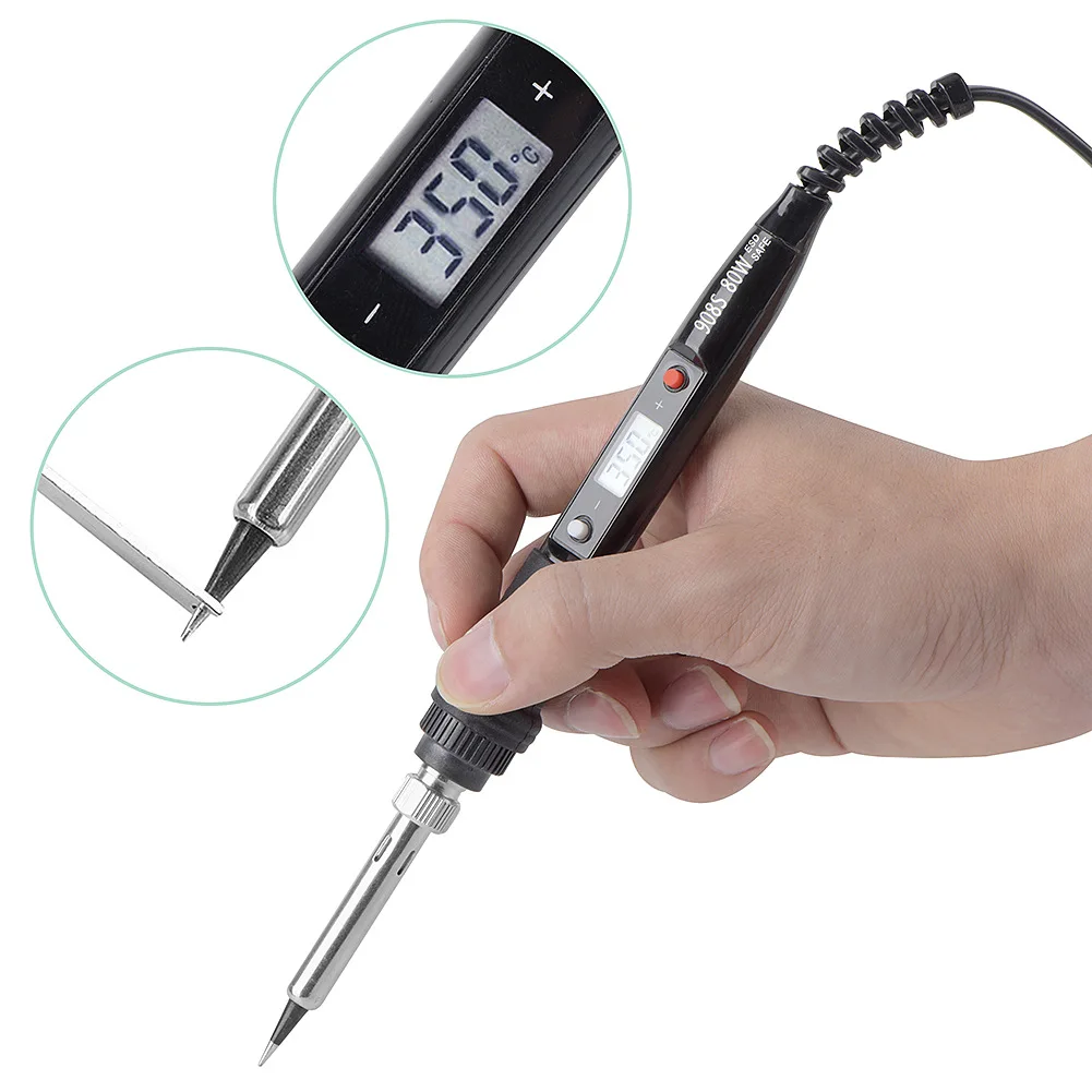 80W LCD Adjustable Temperature Electric Soldering Iron Thermostatic Soldering Iron 110V Soldering Iron Set Tool Soldering Kit
80W LCD Adjustable Temperature Electric Soldering Iron Thermostatic Soldering Iron 110V Soldering Iron Set Tool Soldering Kit