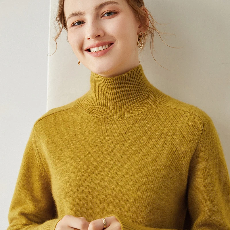 Women's 100% Pure Goat Cashmere Knitted Sweaters, Turtleneck, Long Sleeve, Soft Top Grade, Thick Pullovers, Hot Sale
Women's 100% Pure Goat Cashmere Knitted Sweaters, Turtleneck, Long Sleeve, Soft Top Grade, Thick Pullovers, Hot Sale